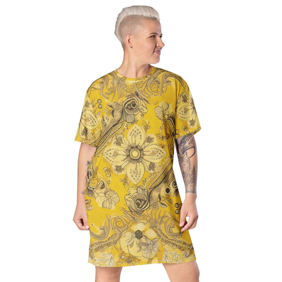 Womens Graphic T-shirt Dress Floral Yellow Bandanna Print - Womens | Dresses