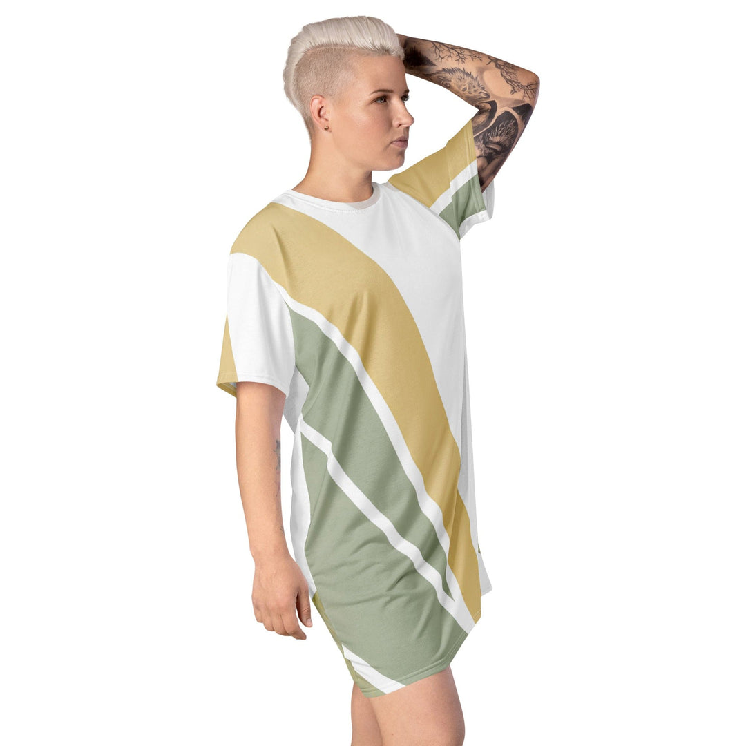 Womens Graphic T-shirt Dress Green Abstract Geometric Pattern - Womens