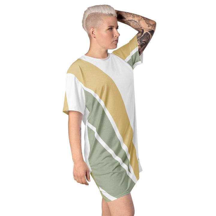 Womens Graphic T-shirt Dress Green Abstract Geometric Pattern - Womens