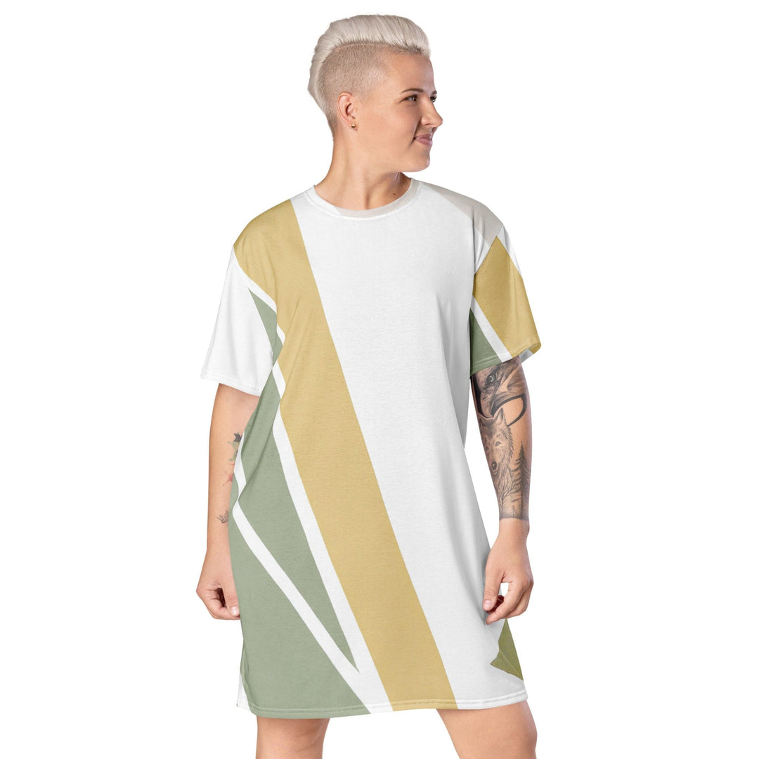 Womens Graphic T-shirt Dress Green Abstract Geometric Pattern - Womens