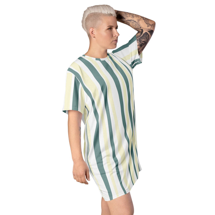 Womens Graphic T-shirt Dress Green Yellow Geometric Lines - Womens | Dresses