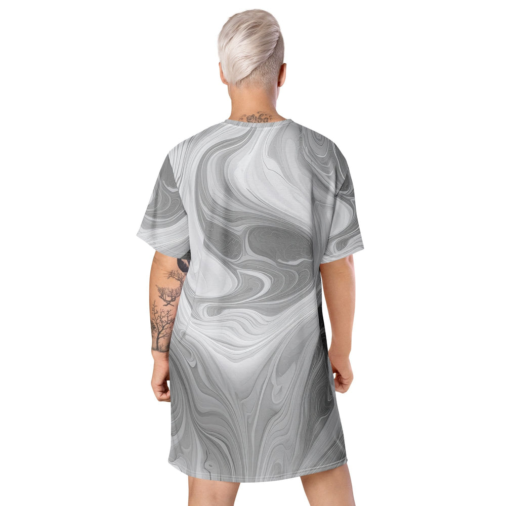 Womens Graphic T-shirt Dress Grey White Boho Marble Print - Womens | Dresses