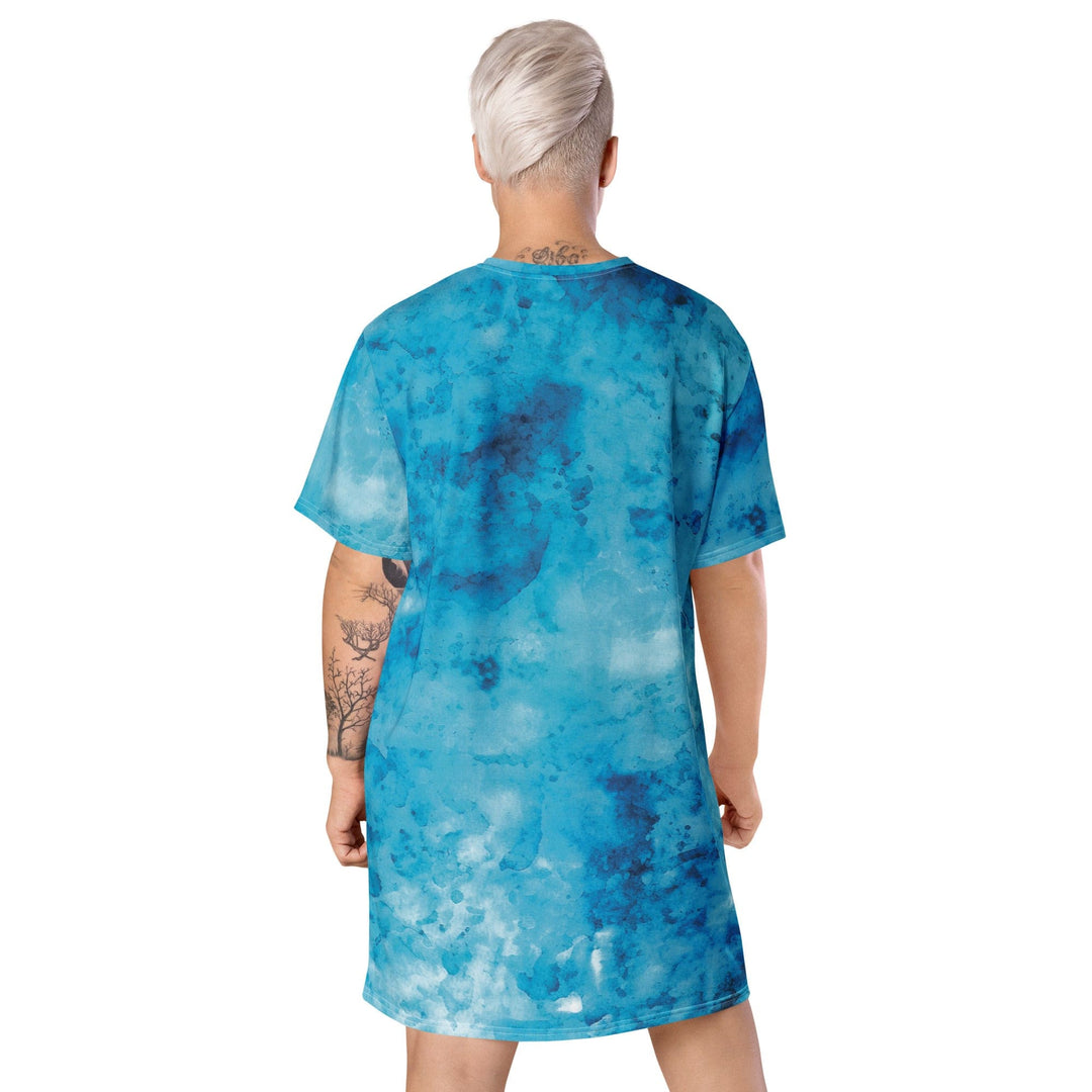 Womens Graphic T-shirt Dress Blue Marble Print - Womens | Dresses | T-Shirts