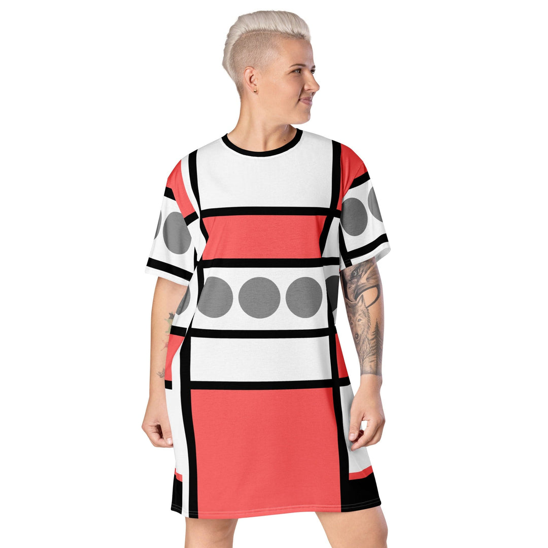 Womens Graphic T-shirt Dress Pale Red Print - Womens | Dresses | T-Shirts | AOP