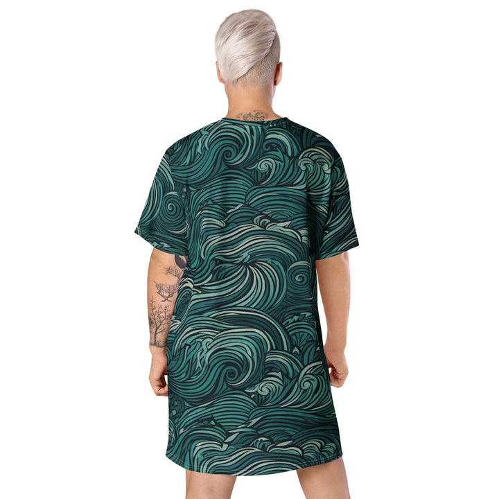 Womens Graphic T-shirt Dress Mint Green Water Wave Print - Womens | Dresses