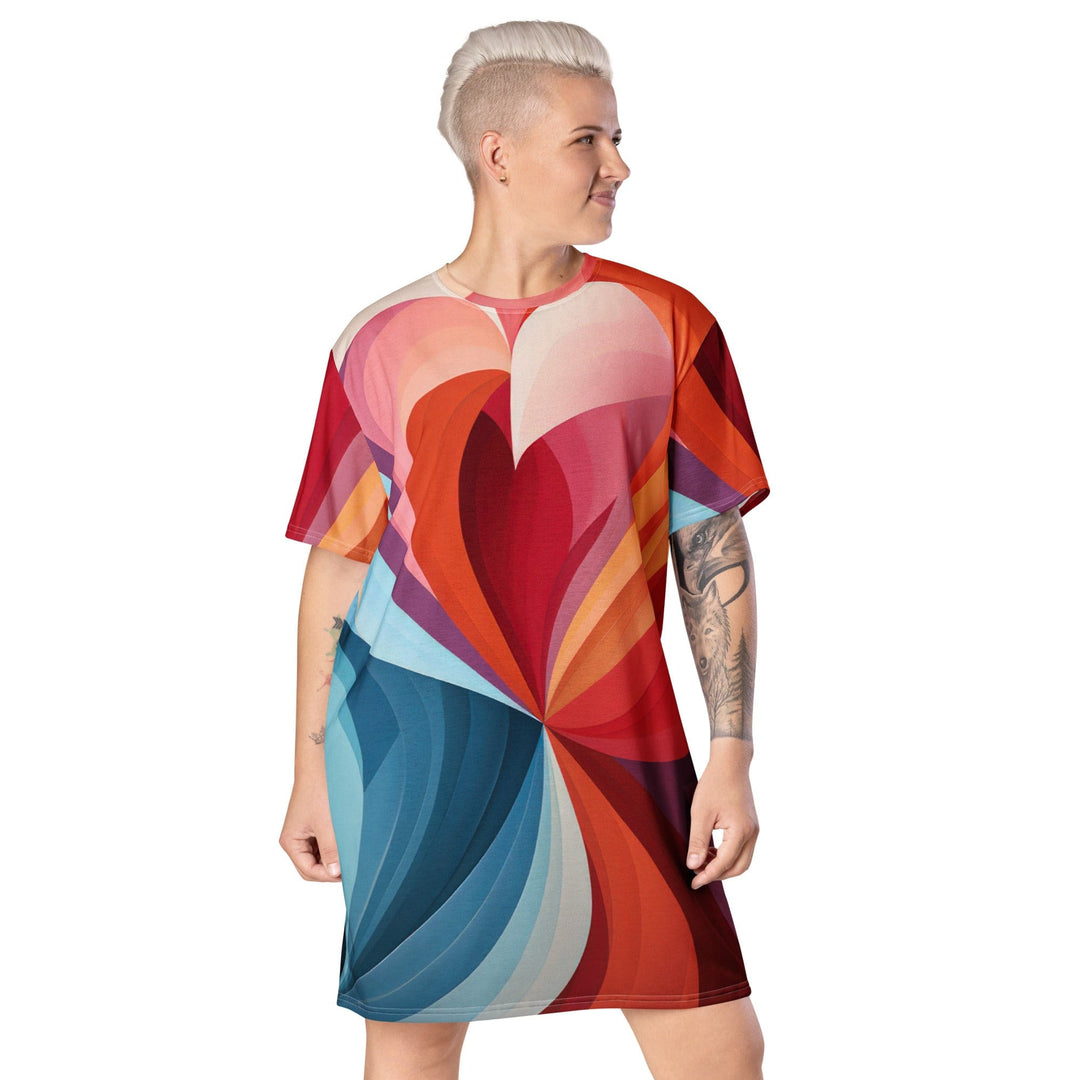 Womens Graphic T-shirt Dress Multicolor Heart Print - Womens | Dresses