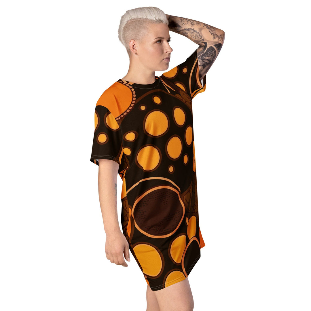 Womens Graphic T-shirt Dress Orange Brown Spotted Print - Womens | Dresses