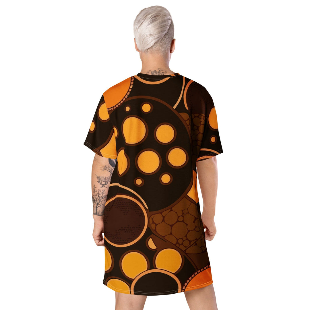 Womens Graphic T-shirt Dress Orange Brown Spotted Print - Womens | Dresses