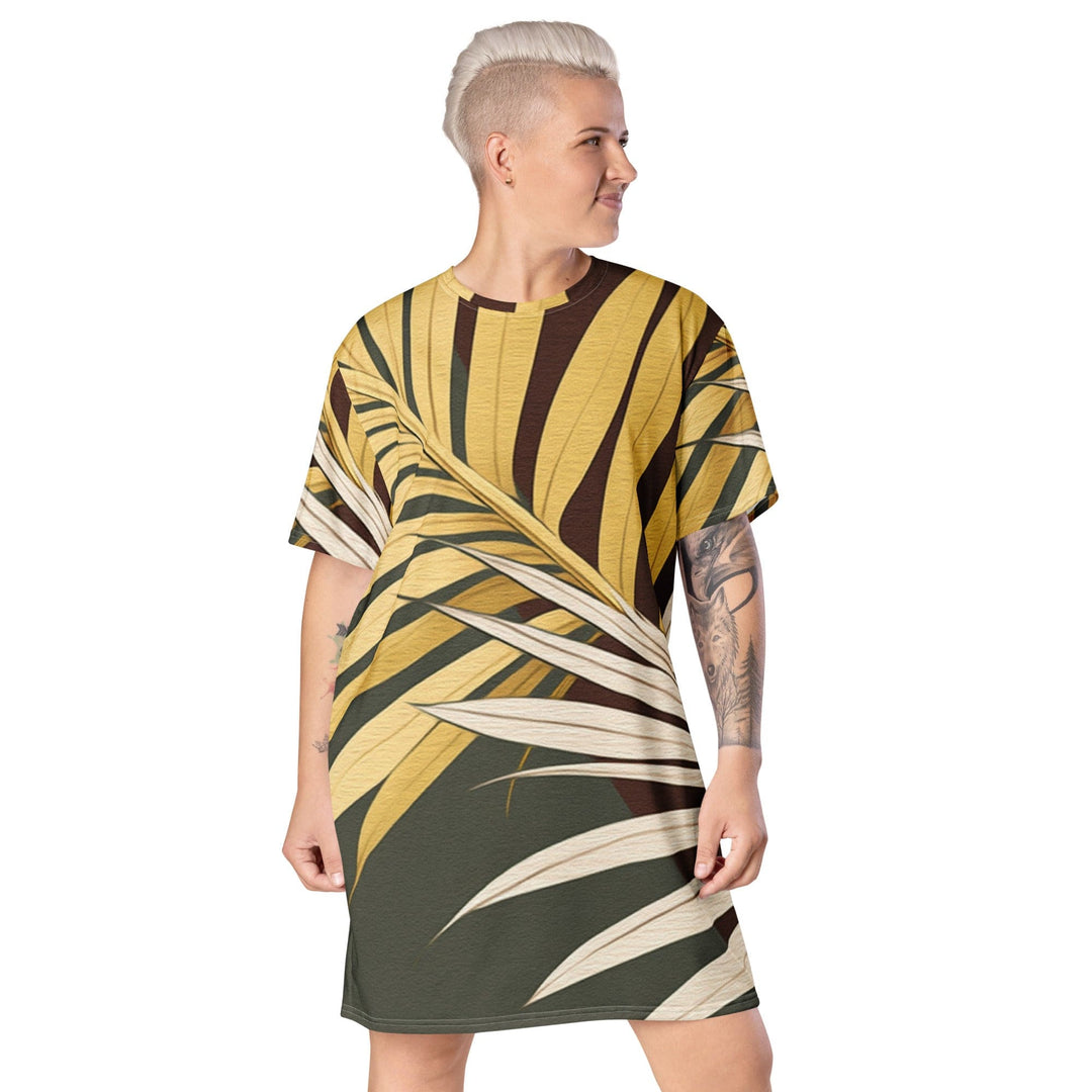 Womens Graphic T-shirt Dress Palm Tree Leaves Pattern - Womens | Dresses