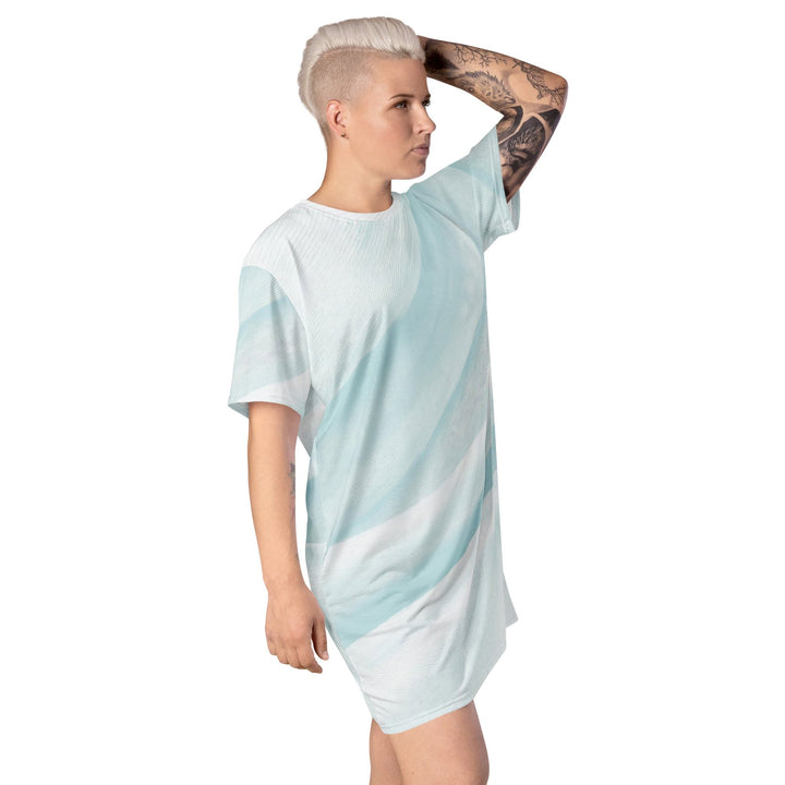 Womens Graphic T-shirt Dress Pastel Blue Swirl - Womens | Dresses | T-Shirts