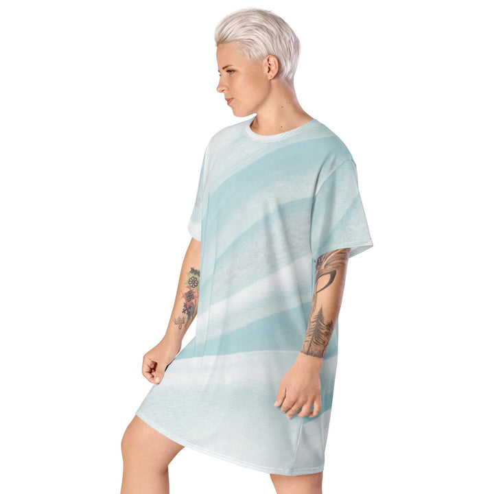 Womens Graphic T-shirt Dress Pastel Blue Swirl - Womens | Dresses | T-Shirts