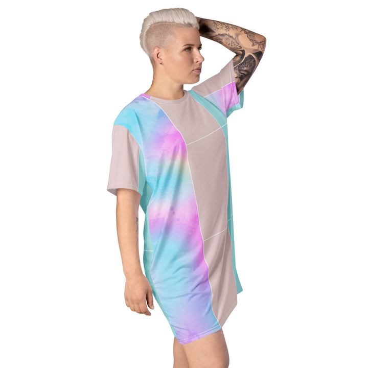 Womens Graphic T-shirt Dress Pastel Colorblock Watercolor - Womens | Dresses