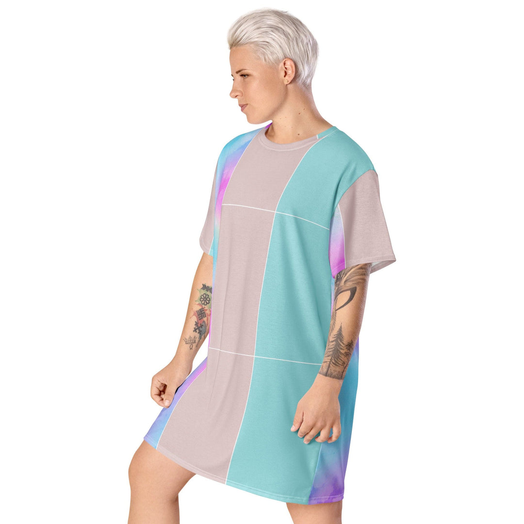 Womens Graphic T-shirt Dress Pastel Colorblock Watercolor - Womens | Dresses