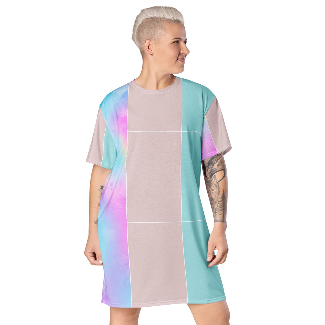 Womens Graphic T-shirt Dress Pastel Colorblock Watercolor - Womens | Dresses