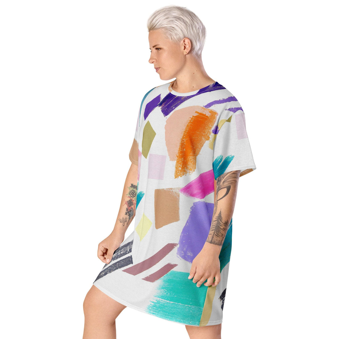 Womens Graphic T-shirt Dress Pastel Pattern - Womens | Dresses | T-Shirts | AOP