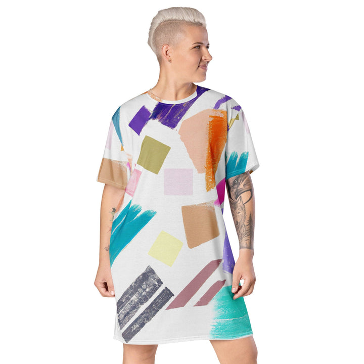 Womens Graphic T-shirt Dress Pastel Pattern - Womens | Dresses | T-Shirts | AOP