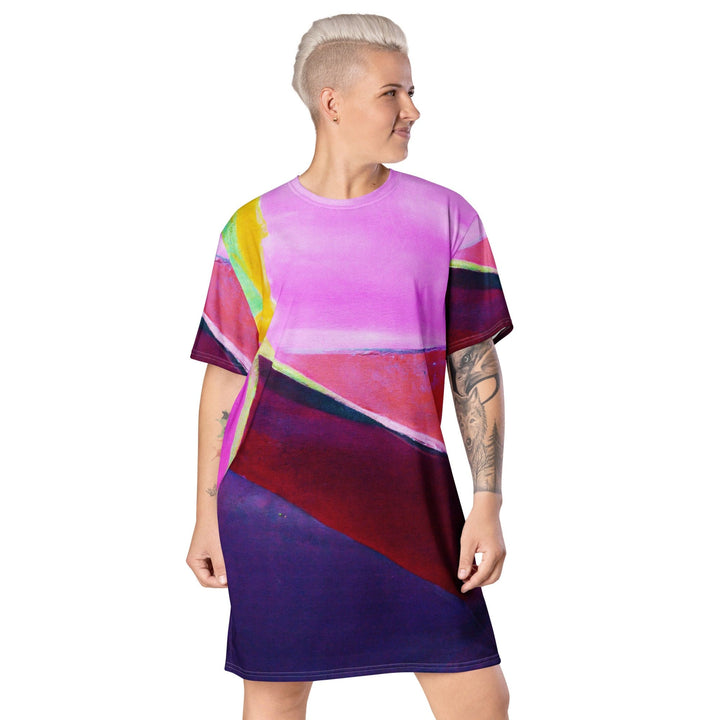 Womens Graphic T-shirt Dress Pink and Purple Pattern - Womens | Dresses