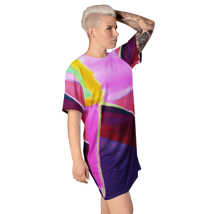 Womens Graphic T-shirt Dress Pink and Purple Pattern - Womens | Dresses