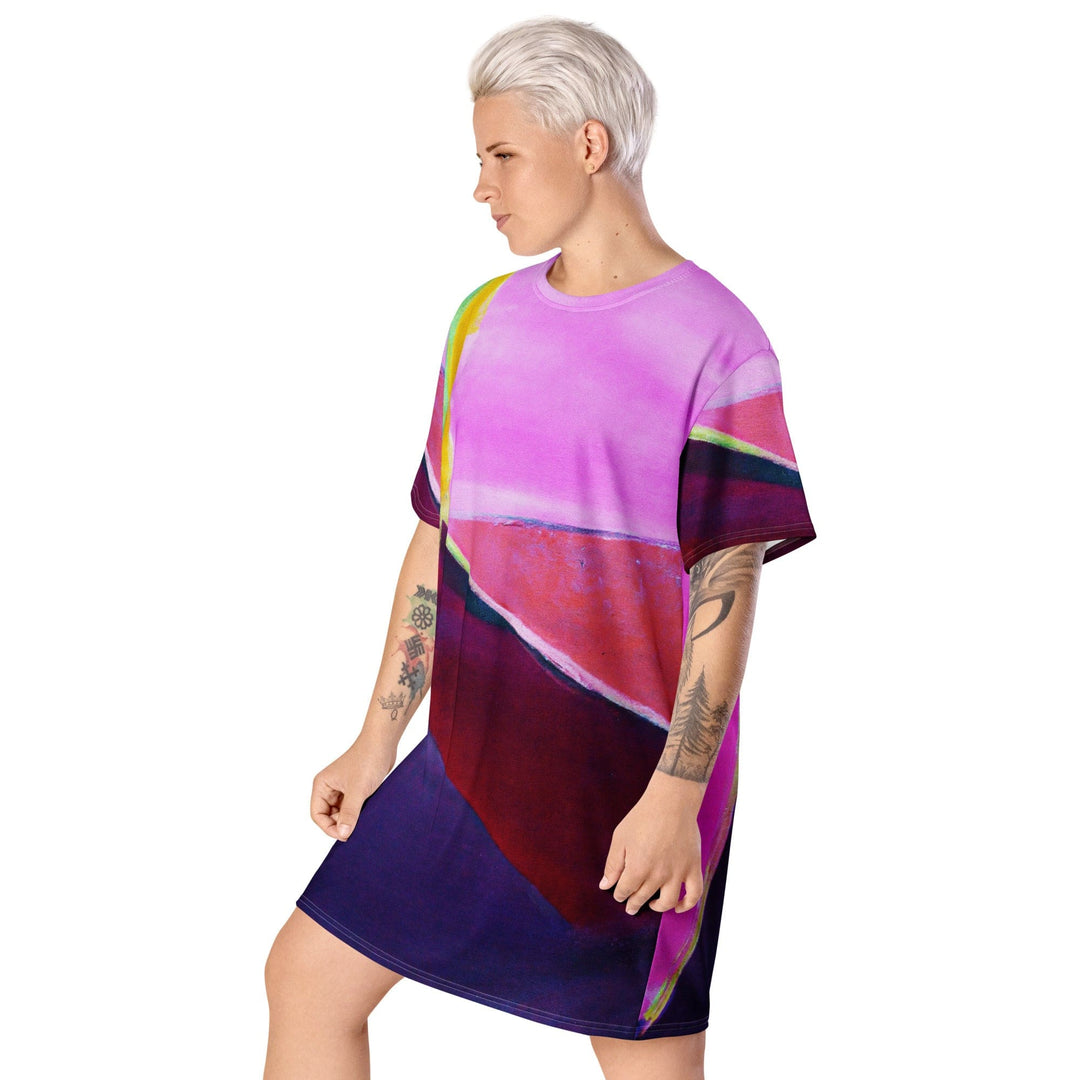 Womens Graphic T-shirt Dress Pink and Purple Pattern - Womens | Dresses