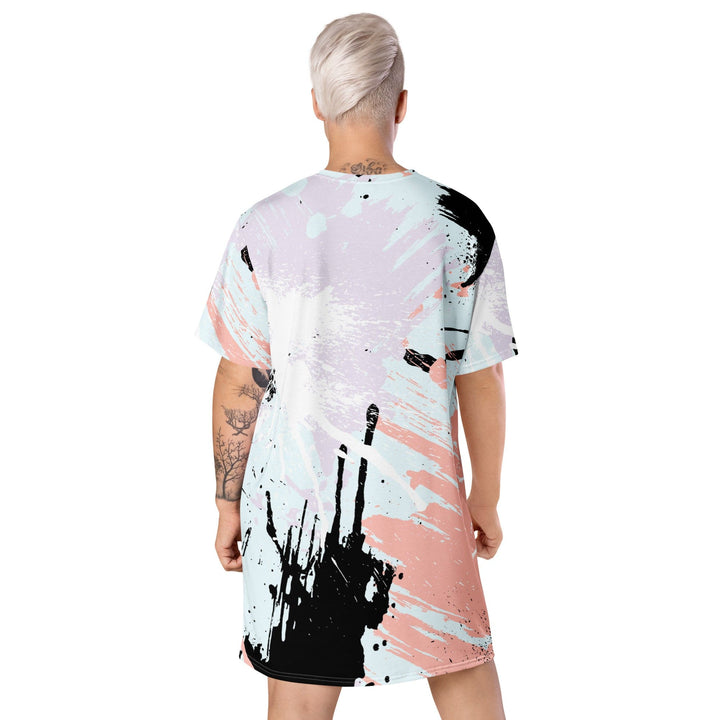 Womens Graphic T-shirt Dress Pink Black Abstract Print - Womens | Dresses