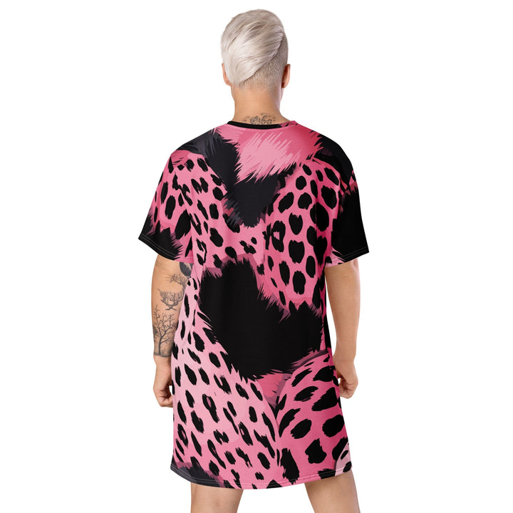 Womens Graphic T-shirt Dress Pink Black Spotted Print - Womens | Dresses