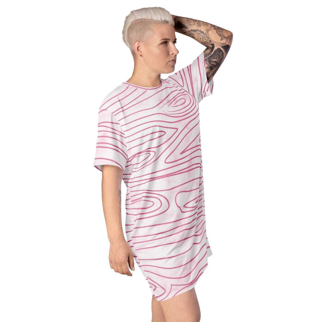 Womens Graphic T-shirt Dress Pink Line Art Sketch Print - Womens | Dresses