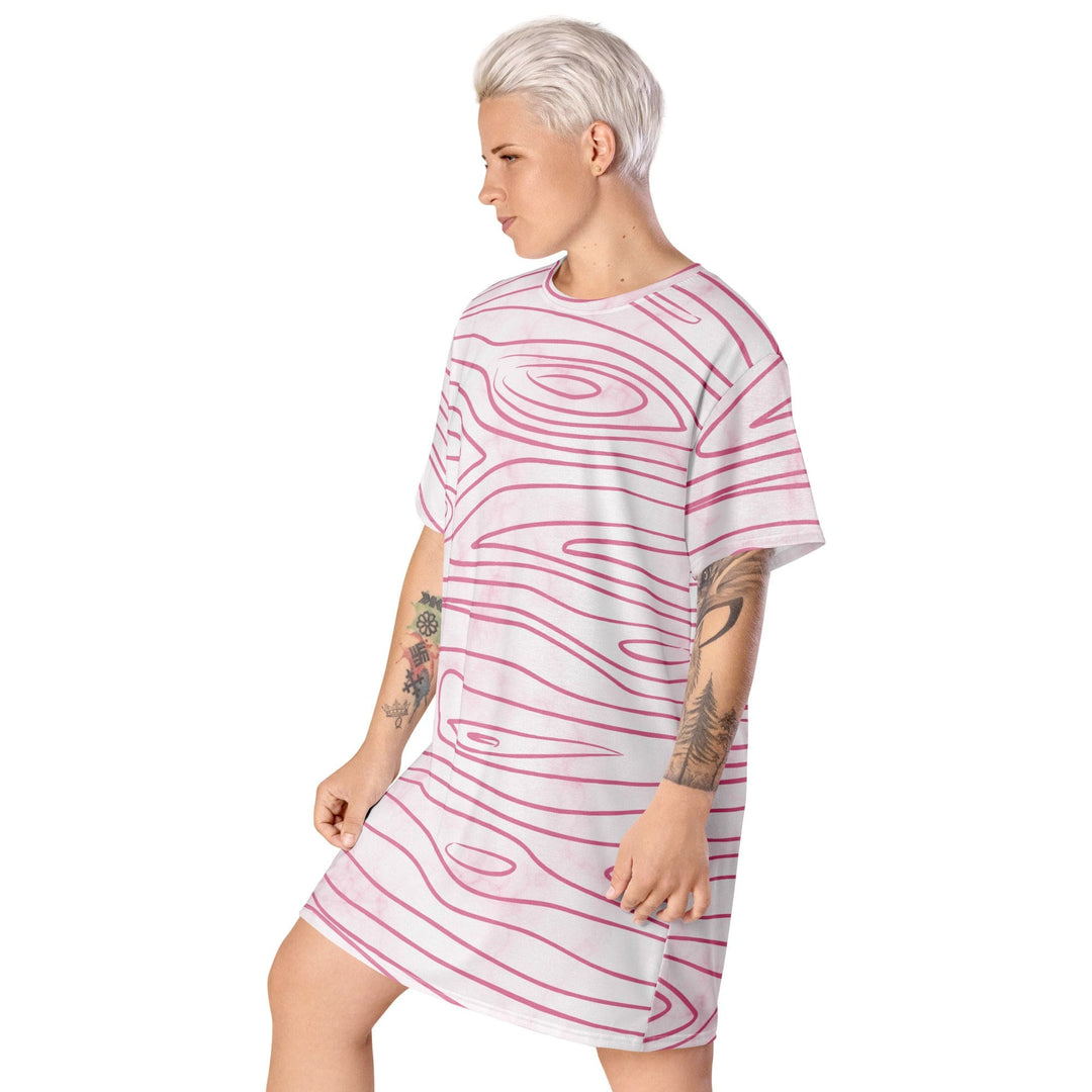 Womens Graphic T-shirt Dress Pink Line Art Sketch Print - Womens | Dresses