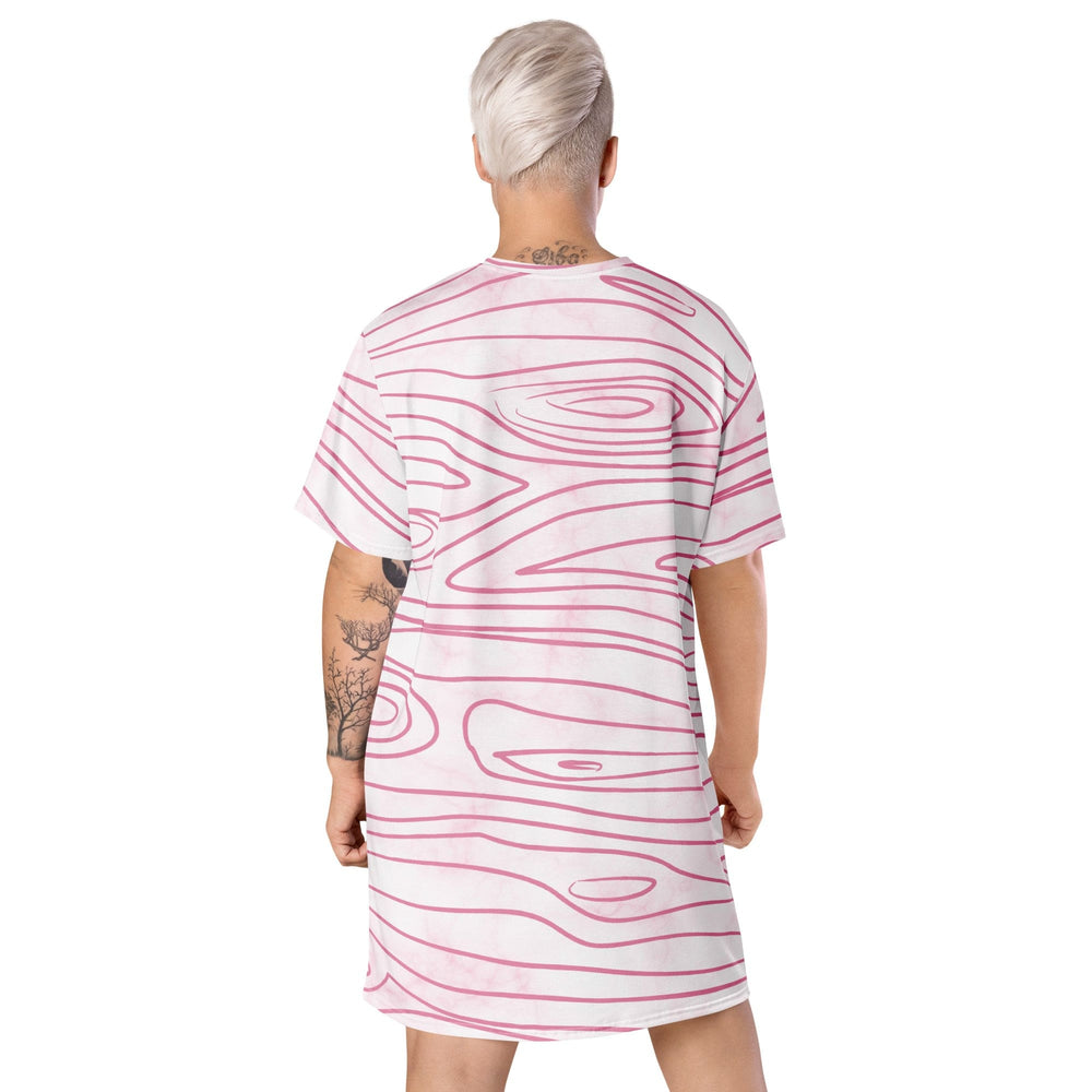 Womens Graphic T-shirt Dress Pink Line Art Sketch Print - Womens | Dresses