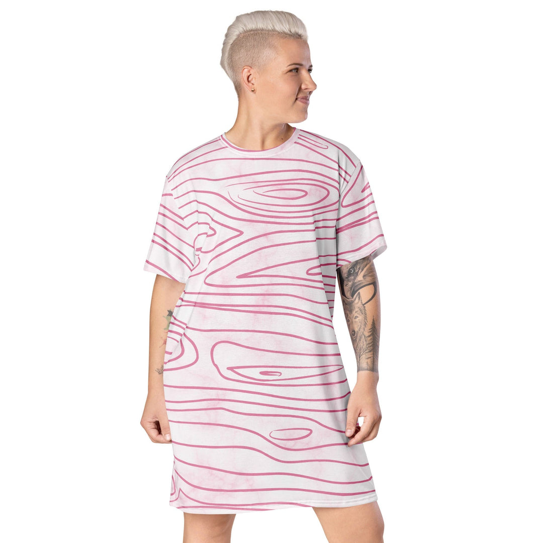 Womens Graphic T-shirt Dress Pink Line Art Sketch Print - Womens | Dresses