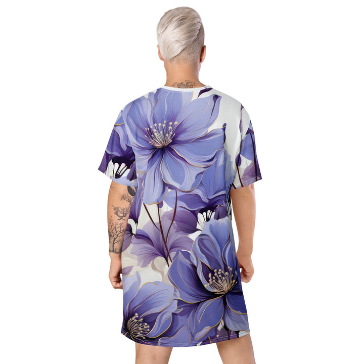 Womens Graphic T-shirt Dress Purple Botanical Blooms - Womens | Dresses