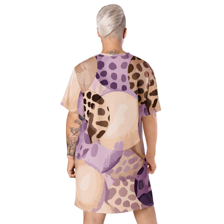 Womens Graphic T-shirt Dress Purple Lavender Spotted Print - Womens | Dresses