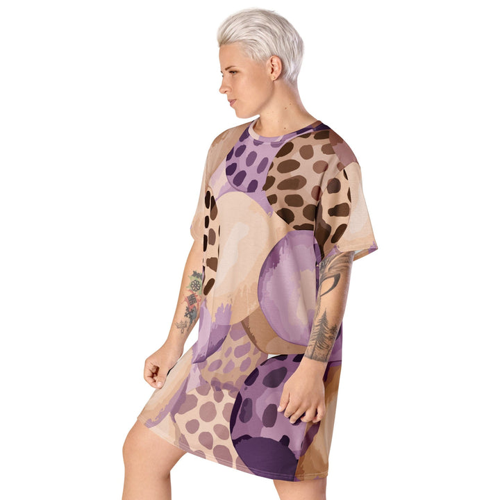 Womens Graphic T-shirt Dress Purple Lavender Spotted Print - Womens | Dresses