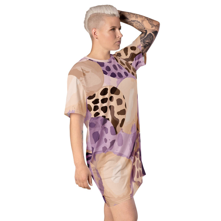 Womens Graphic T-shirt Dress Purple Lavender Spotted Print - Womens | Dresses