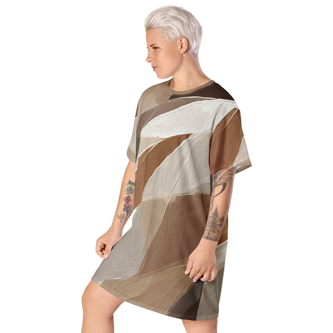 Womens Graphic T-shirt Dress Rustic Brown Stone Print 2 - Womens | Dresses