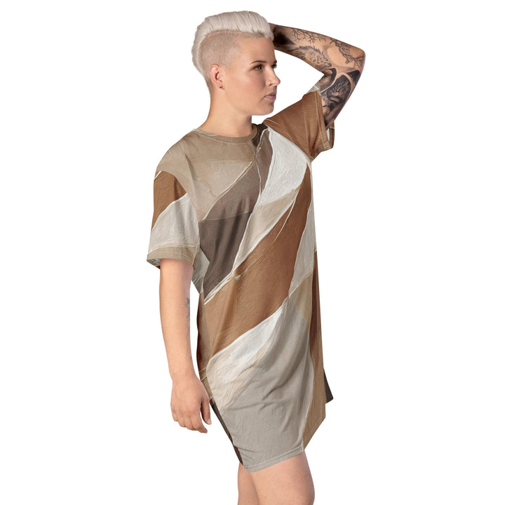 Womens Graphic T-shirt Dress Rustic Brown Stone Print 2 - Womens | Dresses