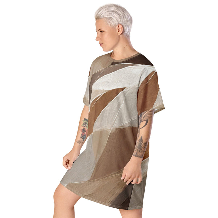 Womens Graphic T-shirt Dress Rustic Brown Stone Print 2 - Womens | Dresses