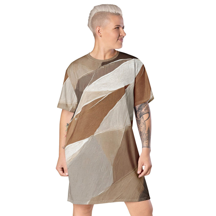 Womens Graphic T-shirt Dress Rustic Brown Stone Print 2 - Womens | Dresses