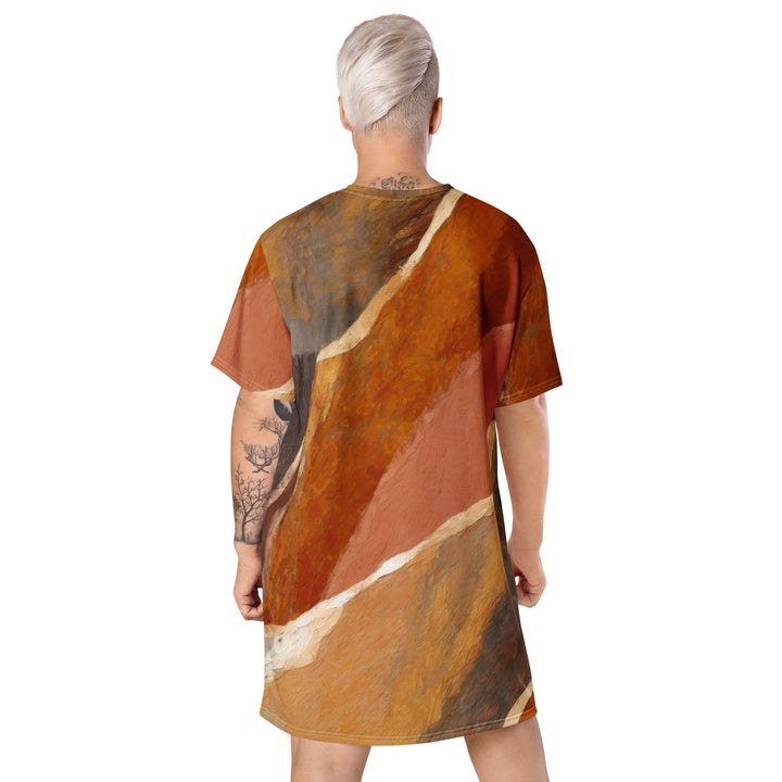 Womens Graphic T-shirt Dress Rustic Brown Stone Print - Womens | Dresses