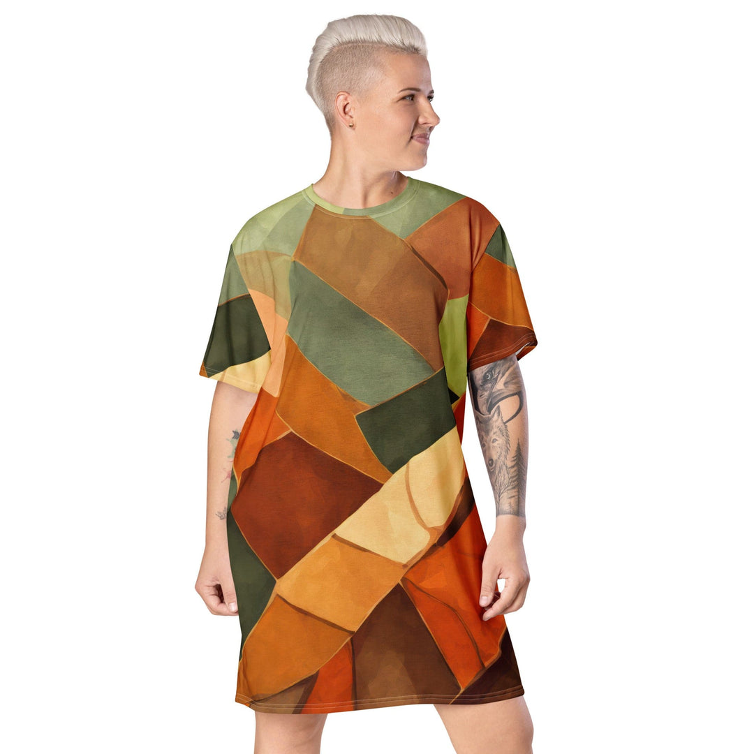 Womens Graphic T-shirt Dress Rustic Red Abstract Pattern - Womens | Dresses