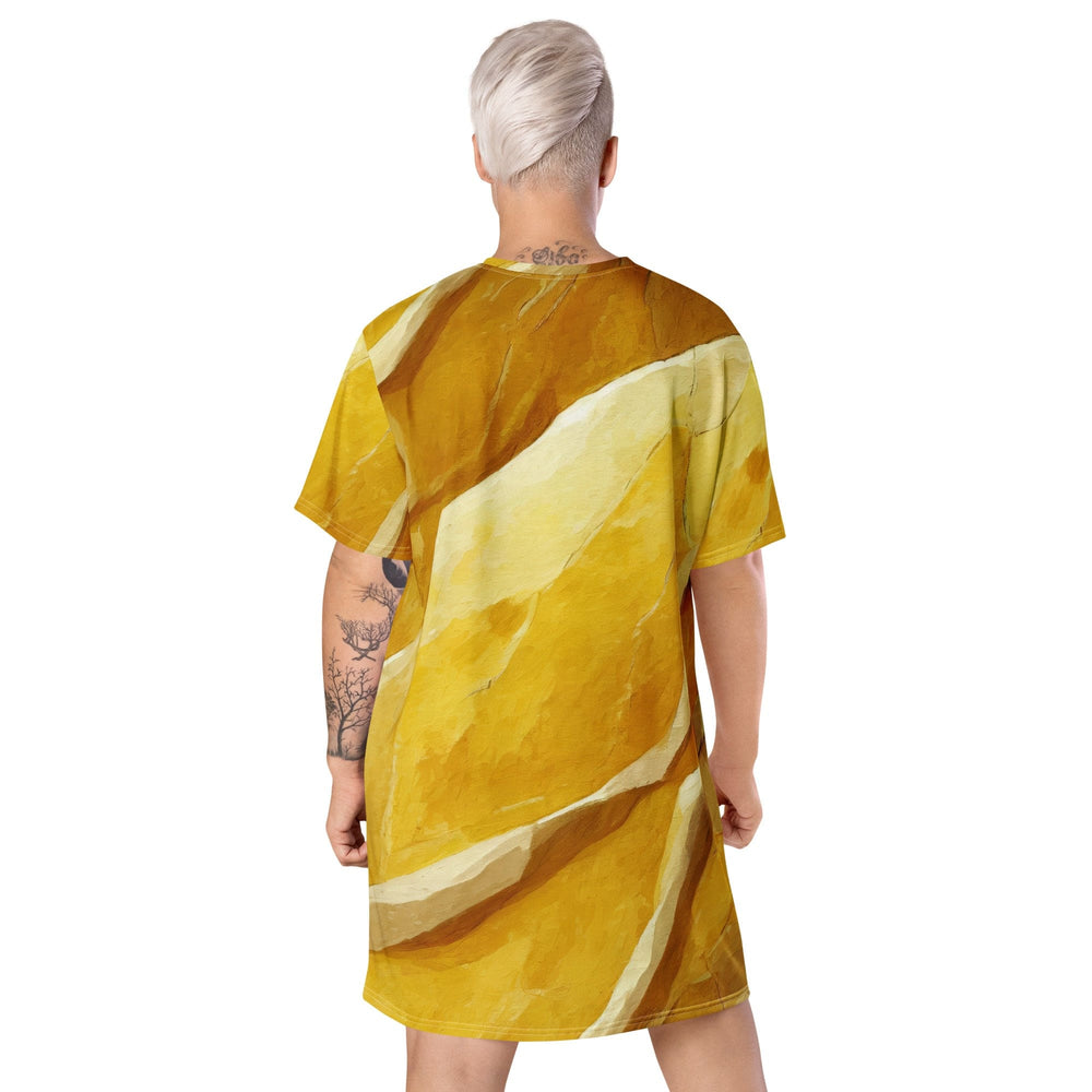 Womens Graphic T-shirt Dress Rustic Yellow Stone Print - Womens | Dresses