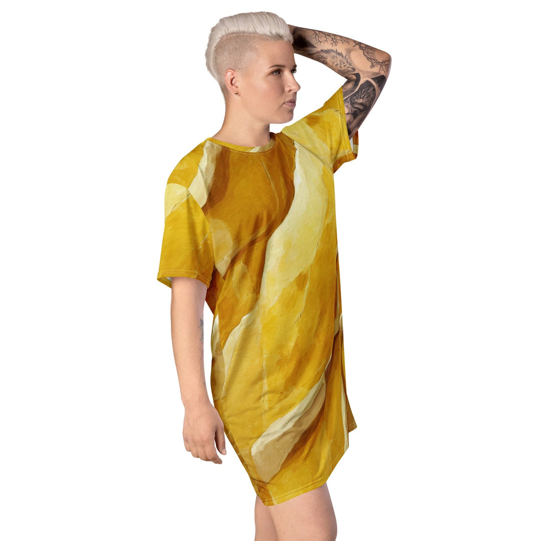 Womens Graphic T-shirt Dress - Rustic Yellow Stone Print - Womens | Dresses