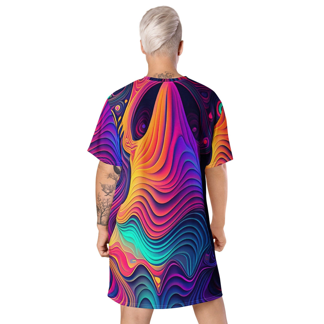 Womens Graphic T-shirt Dress Vibrant Psychedelic Kaleidoscope Boho - Womens