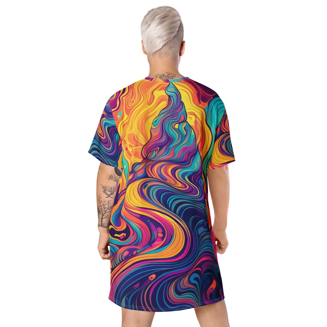 Womens Graphic T-shirt Dress Vibrant Psychedelic Kaleidoscope Boho 3 - Womens