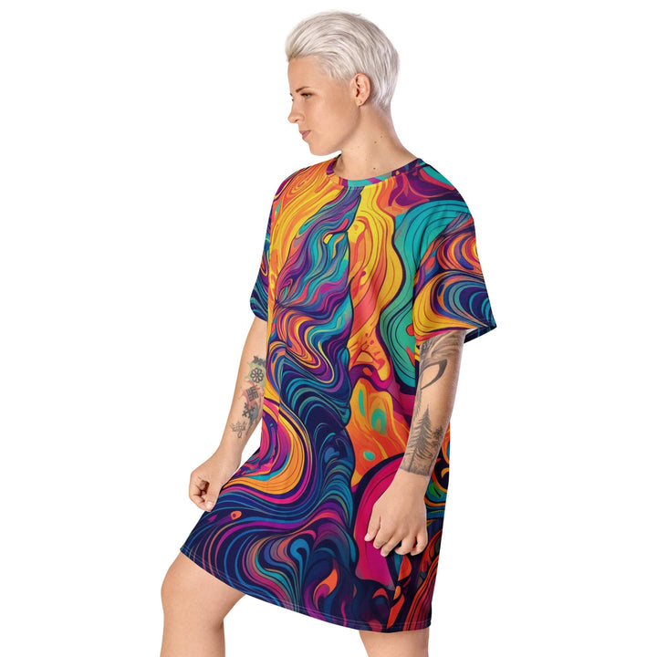 Womens Graphic T-shirt Dress Vibrant Psychedelic Kaleidoscope Boho 3 - Womens