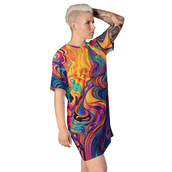 Womens Graphic T-shirt Dress Vibrant Psychedelic Kaleidoscope Boho 3 - Womens