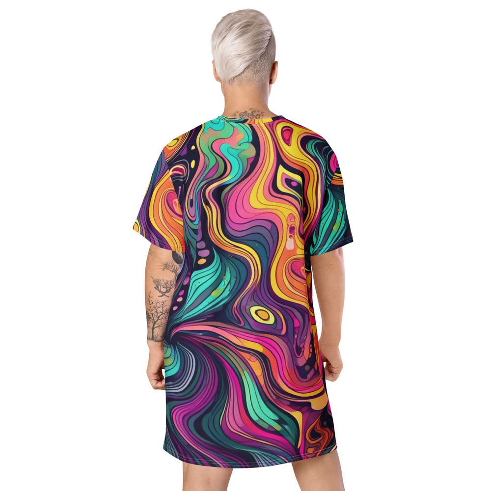 Womens Graphic T-shirt Dress Vibrant Psychedelic Kaleidoscope Boho 2 - Womens