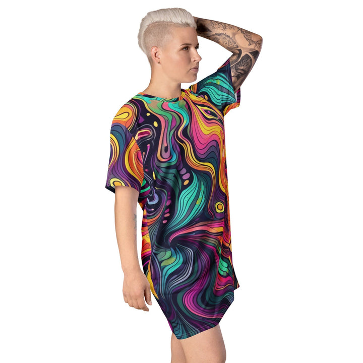 Womens Graphic T-shirt Dress Vibrant Psychedelic Kaleidoscope Boho 2 - Womens