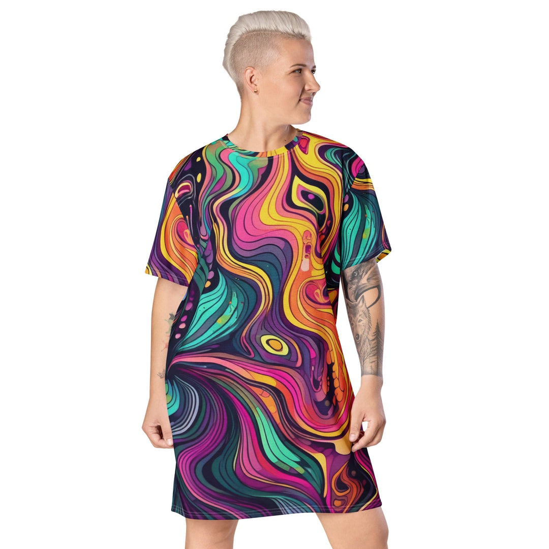 Womens Graphic T-shirt Dress Vibrant Psychedelic Kaleidoscope Boho 2 - Womens