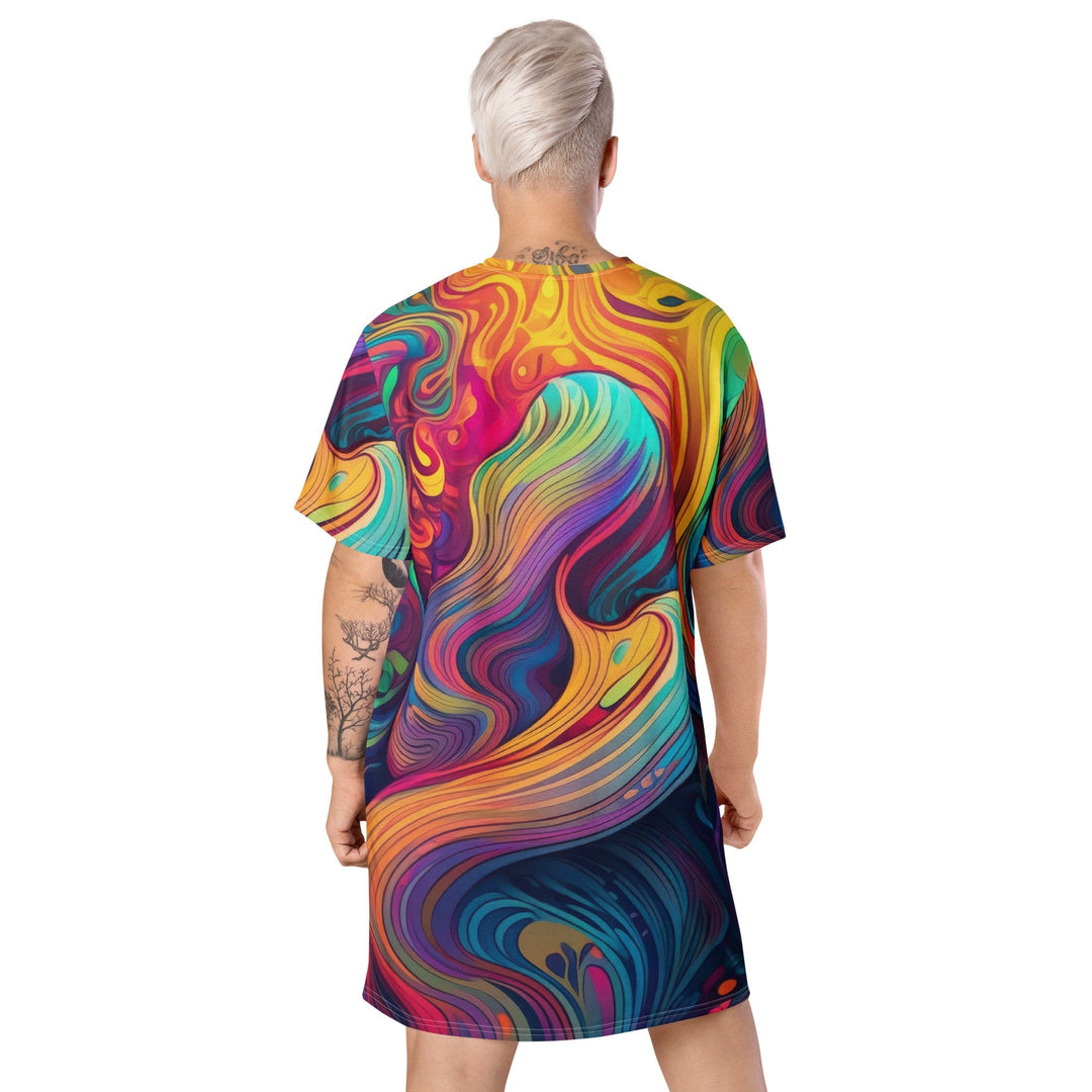 Womens Graphic T-shirt Dress Vibrant Psychedelic Kaleidoscope Boho 4 - Womens