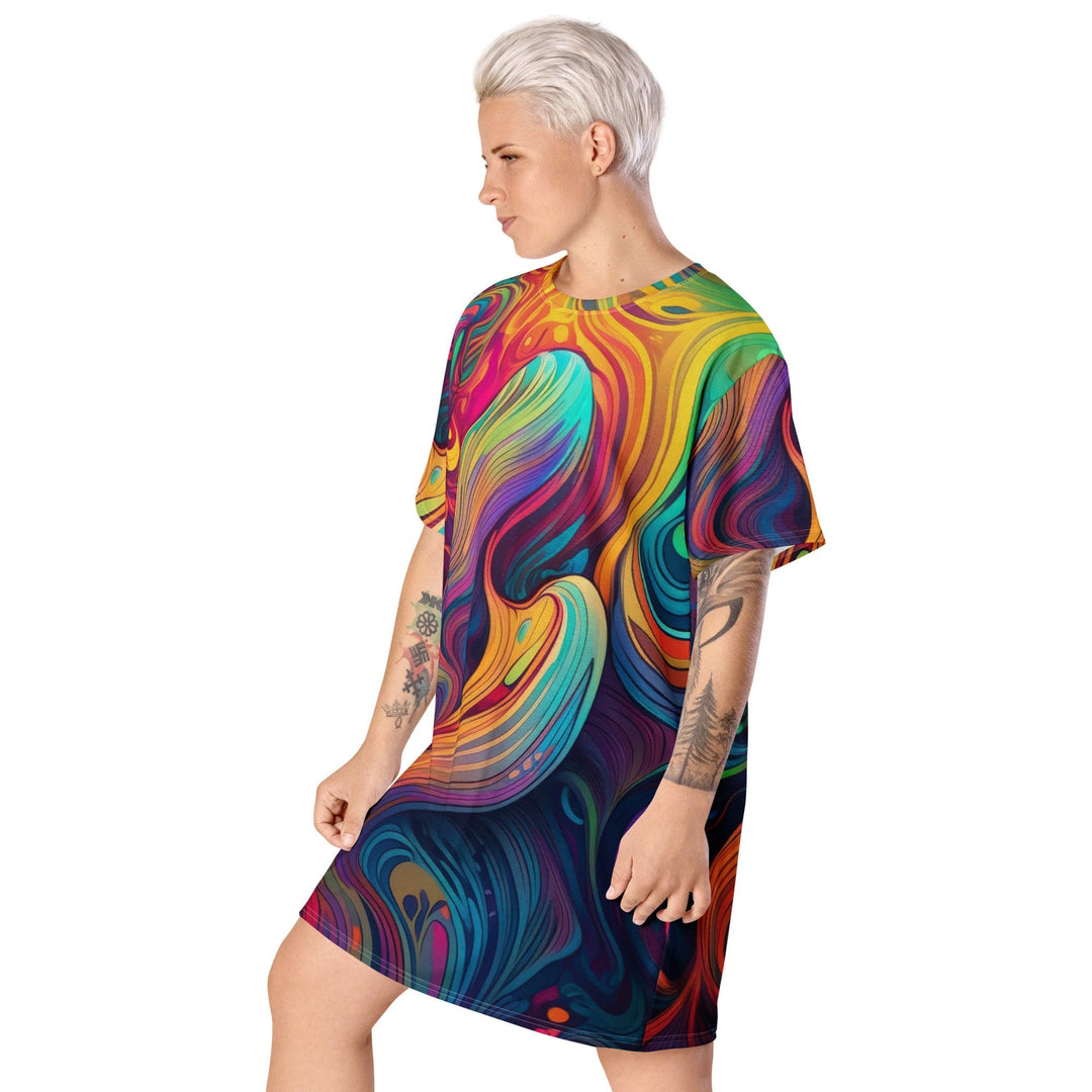 Womens Graphic T-shirt Dress Vibrant Psychedelic Kaleidoscope Boho 4 - Womens